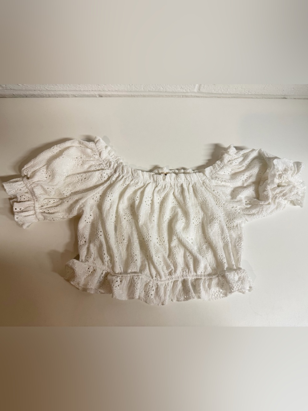 Koton Kids size 9/10 years White Eyelet Off-Shoulder Crop Top